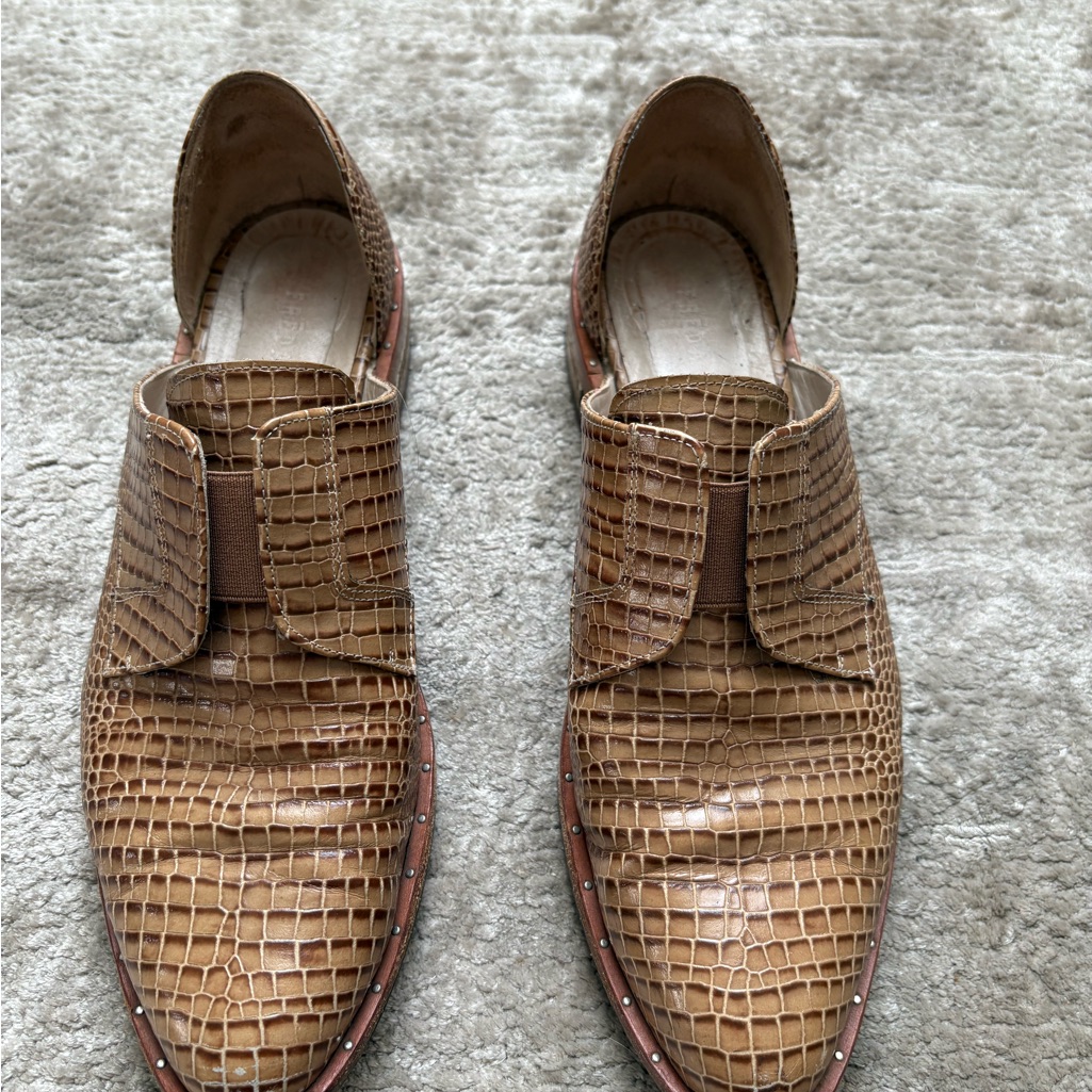 Freda Salvador Brown Crocodile Pattern Loafers Freda Salvador Brown Crocodile Pattern Loafers